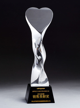 Premium Trophy爱心水晶奖杯定做创意刻字企业捐赠荣誉纪念品年会