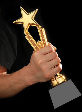 星光闪闪 新款创意金属奖杯树脂奖杯五角星奖杯水晶奖杯定制年会