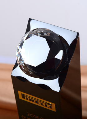 水晶奖杯定制现货刻字五角星钻石黑色奖杯礼品定做授权牌奖牌年会