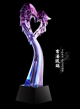 逆行者奖杯  定制爱心翅膀琉璃奖杯志愿者颁奖纪念品制作优秀年会