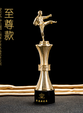【当天发货 金银铜三色 】跆拳道小金人奖杯定制奖牌武术散打年会