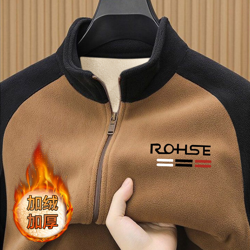 拼色奥粒绒卫衣秋冬季拉链加厚开衫保暖男士夹克立领外套摇粒绒潮,淘宝优惠券,粉丝福利购,淘宝优惠卷