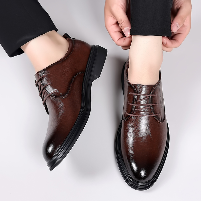 意尔康皮鞋男士2025秋季新款商务正装真皮透气内男鞋新郎结婚 - 图2