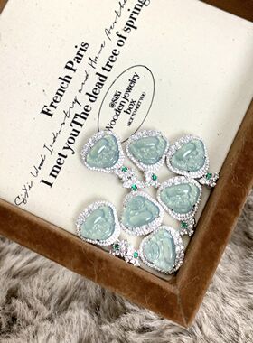 天然危地马拉料蓝水翡翠佛公新中式设计款镶嵌吊坠项链