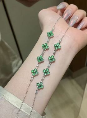 S925纯银镶嵌翡翠手链