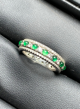 正品阳绿冰种天然翡翠戒指