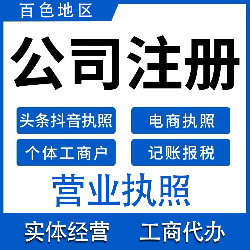 注册公司代办个体营业执照电商独资企业广西百色右江田东市平果县