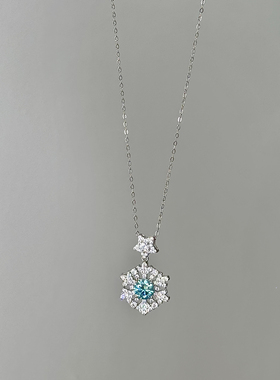 DearLola 「一克拉的雪」s925纯银雪花项链精致奢华一克拉烟花切