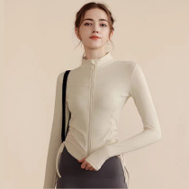 Autumn-winter zipper drawing rope Fitness Blouse with Lean Yoga Suit Long Sleeve Outdoor Running Sport Coat Woman