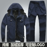 Утепленный камуфляжный хлопковый износостойкий комплект для работы, увеличенная толщина