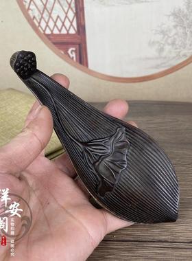线香插荷叶莲花仿古做旧工艺品书房桌面装饰品摆件茶道摆设品香插