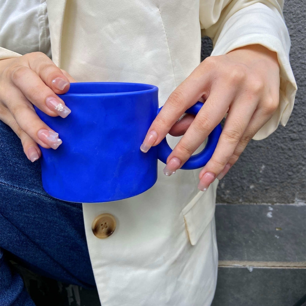 陶瓷马克杯克莱因蓝咖啡杯女生水杯女士礼物杯情侣大容量马克杯