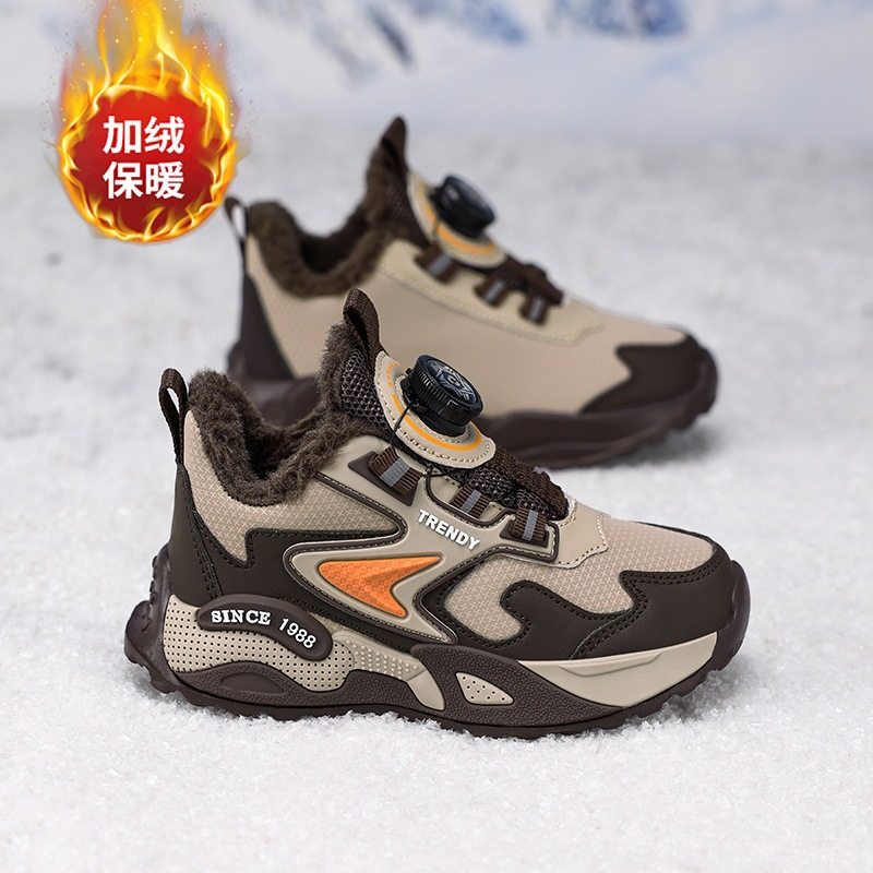 童棉鞋冬季新款加绒加厚纽扣大棉运动鞋男孩学生皮面防水跑鞋爆款,淘宝优惠券,粉丝福利购,淘宝优惠卷