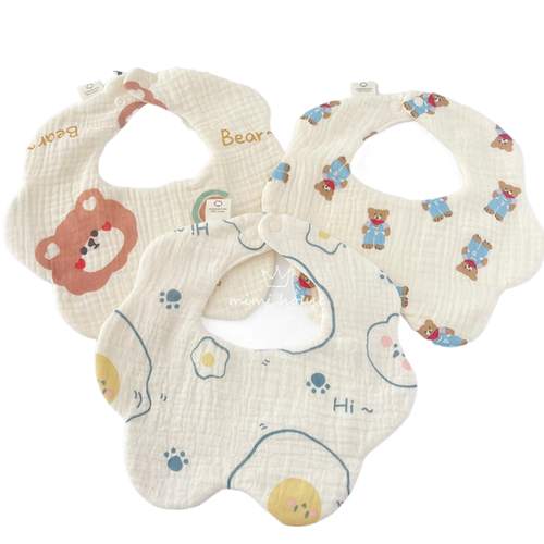 ins婴儿围兜纯棉六层纱布口水巾宝宝春夏薄围嘴a类新生儿防吐奶巾 - 图3