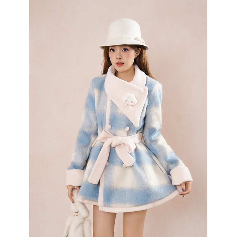 【甜妹小兔】甜美围巾+毛呢大衣套装女秋冬新款氛围感可爱两件套,淘宝优惠券,粉丝福利购,淘宝优惠卷