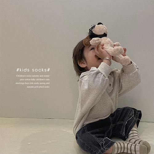 Демисезонные дышащие детские хлопковые мультяшные носки для мальчиков, осенние, средней длины