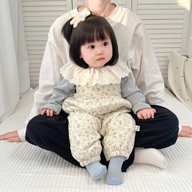 韩版秋冬新款女宝宝连体衣套装周岁外出服打底背带裤加绒冬装爬服,淘宝优惠券,粉丝福利购,淘宝优惠卷