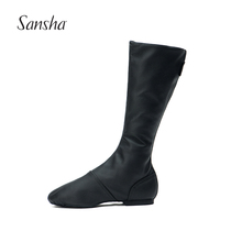 Sansha Triple Sand Booking Style Theatre Boots Dance Stage Show Modern Dance High Cylinder Pig Leather Dance Performance Shoes