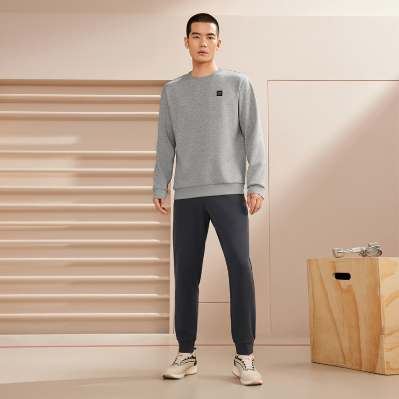 361度运动卫衣男款2025春季新款套头卫衣宽松舒适上衣纯色长袖T恤