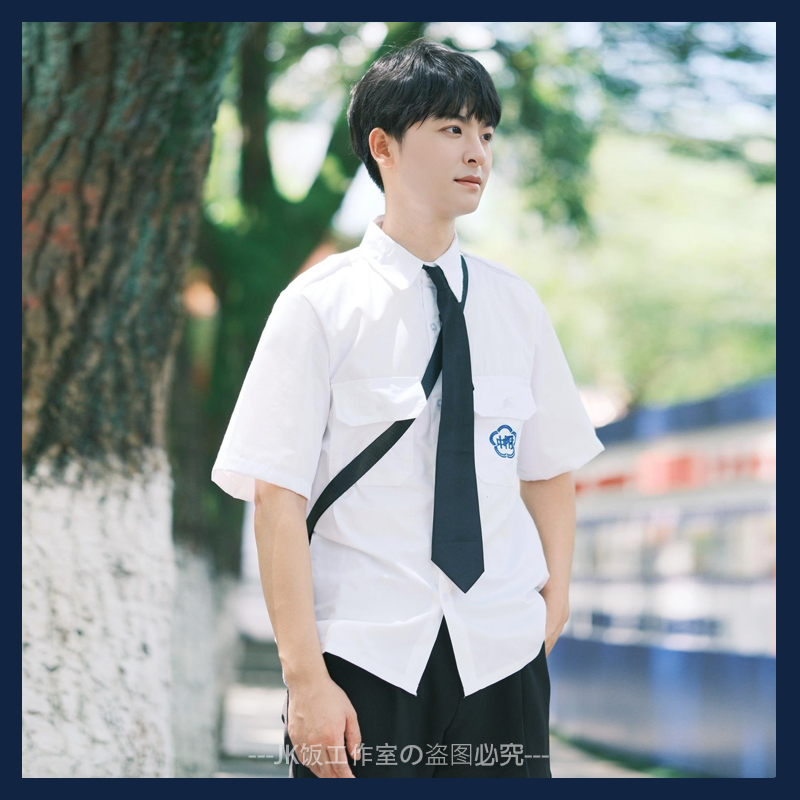 正版师大附中校服jk制服裙套装风琴褶衬衫短袖女dk学生班服毕业照 - 图1