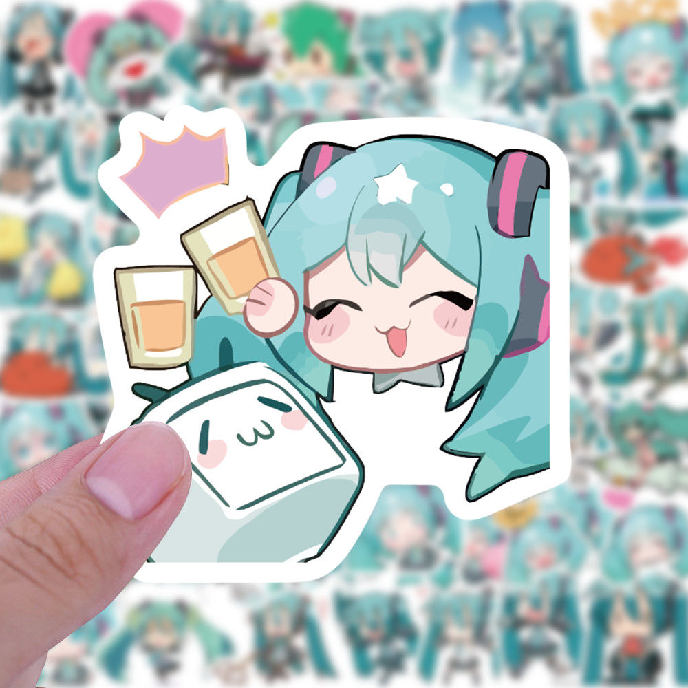 120张初音未来傻fufu二次元防水贴纸高颜值爆款水杯行李箱ins贴画 - 图1