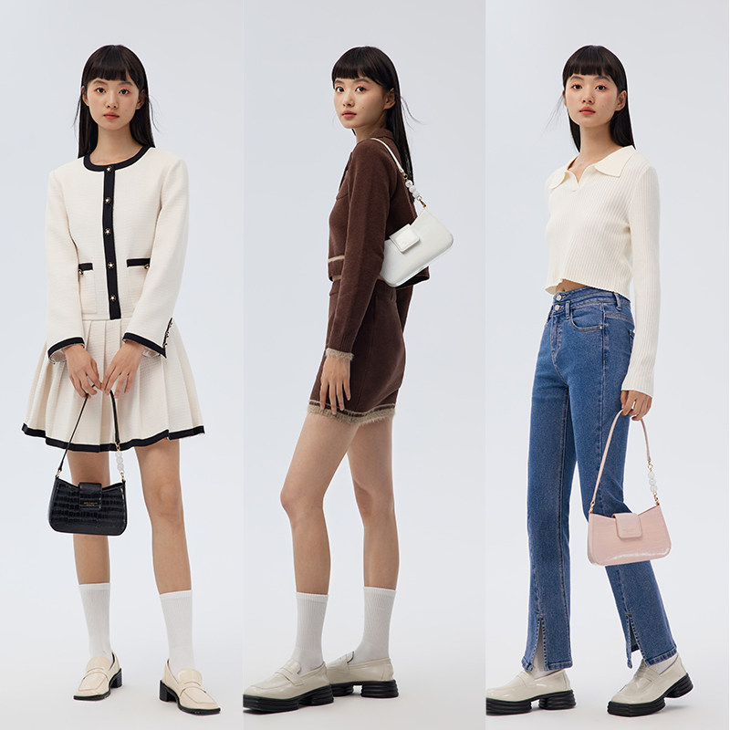 森马女2023新款亚克力珠小众斜挎包 森马箱包女士包袋