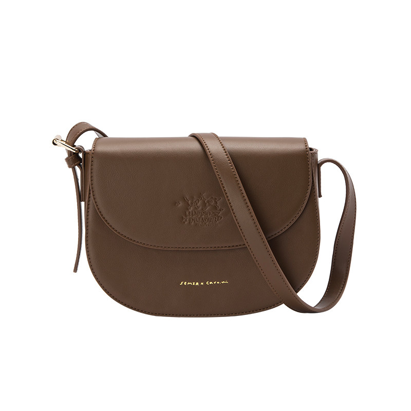 森马女2022新款通勤小众棕色斜挎包 森马箱包女士包袋