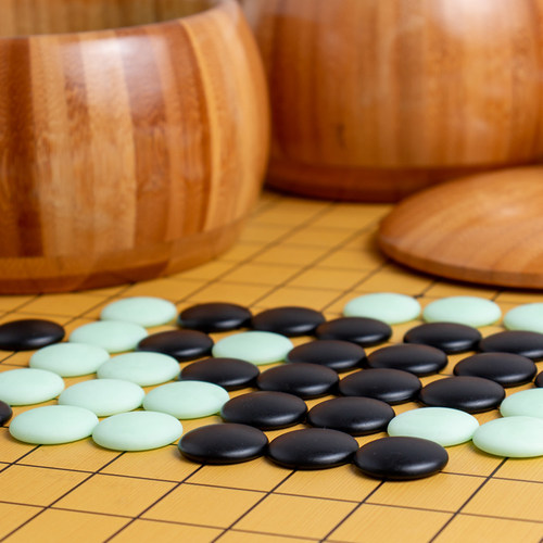 围棋套装儿童初学者象棋密胺翡翠色棋子小学生成人五子棋双面棋盘 - 图3