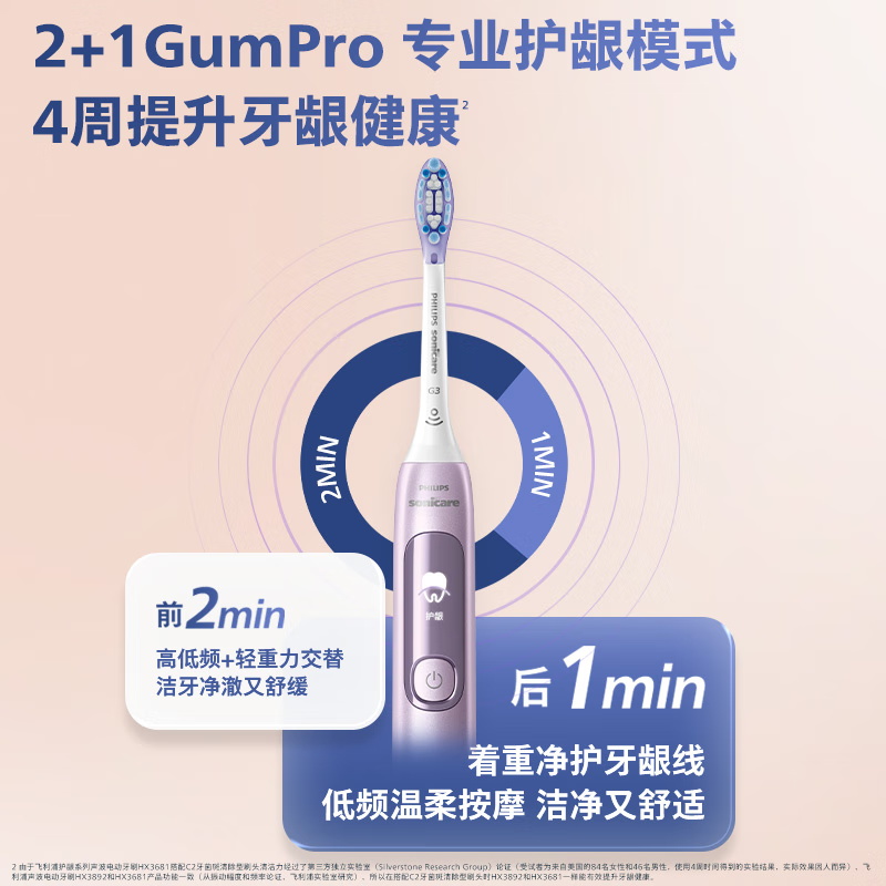【肖战同款】飞利浦成人钻石声波电动牙刷智能7系HX3792旗舰店