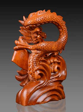 花梨木雕龙摆件实木质雕刻十二生肖龙家居装饰红木工艺品开业送礼