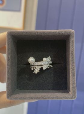 数字珍珠纯银戒指原创设计高级感