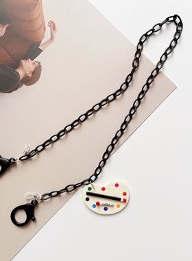 口罩链黑色亚克力细链调色板挂脖
