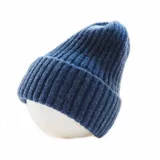 Синяя цветная шерстяная удерживающая тепло многоцветная вязаная шапка с капюшоном для школьников, в корейском стиле