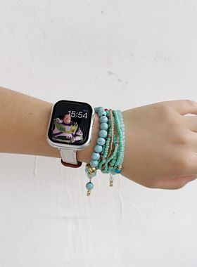 新款绿色南红荔枝多层串珠文艺