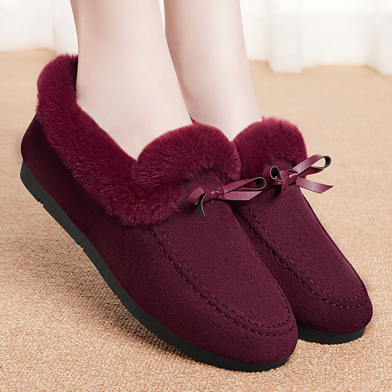 冬季老北京棉鞋女加绒加厚布鞋毛毛保暖新款防滑一脚蹬秋冬豆豆鞋,淘宝优惠券,粉丝福利购,淘宝优惠卷