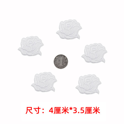 10片小号玫瑰花布贴酒店用品床单被罩遮污桌布修补烟洞衣服补丁贴 - 图0