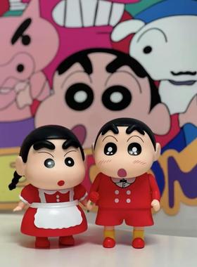 蜡笔小新玫瑰花女仆组合桌面车载