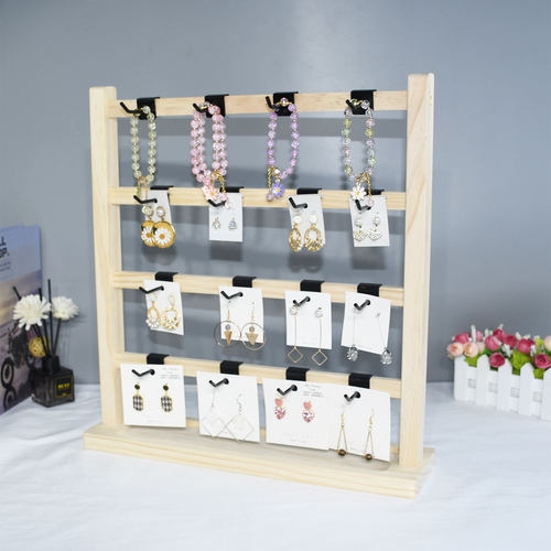 实木挂钩耳环架耳钉发夹卡纸挂架头绳发箍摆摊手串项链首饰展示架 - 图0