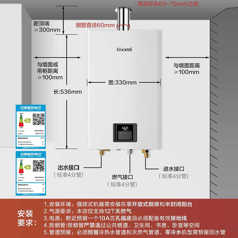 【小蛮腰】林内燃气热水器家用恒温天然气官方强排式13升16升GC21-图1