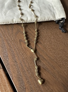 黄铜做旧串刺球爱心吊坠项链手链