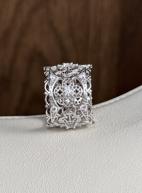 花纹简约洋气5a锆石宽戒指