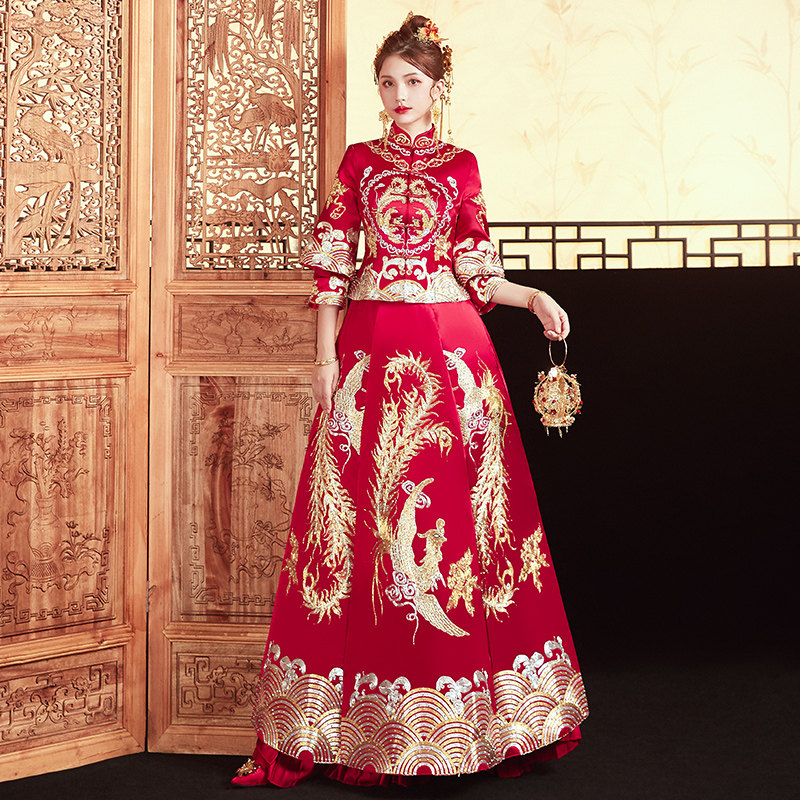 秀禾服新娘2021新款中式结婚敬酒服 人生大事旗袍