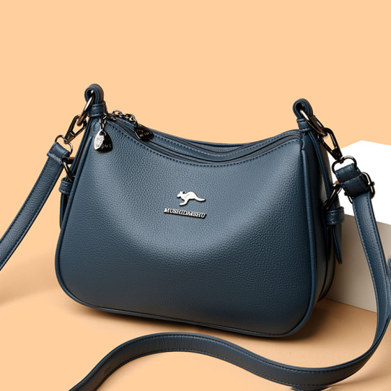 Branded genuine leather shoulder crossbody bag large capacity women's bag