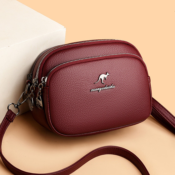 Genuine leather round bag first layer cowhide shoulder crossbody bag for women