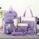 Five-piece primary school girl's canvas schoolbag set