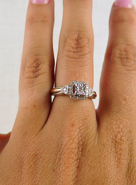 华杰 wish热卖双色镶白色锆石戒指 欧美跨境热卖女性周年爱情戒指