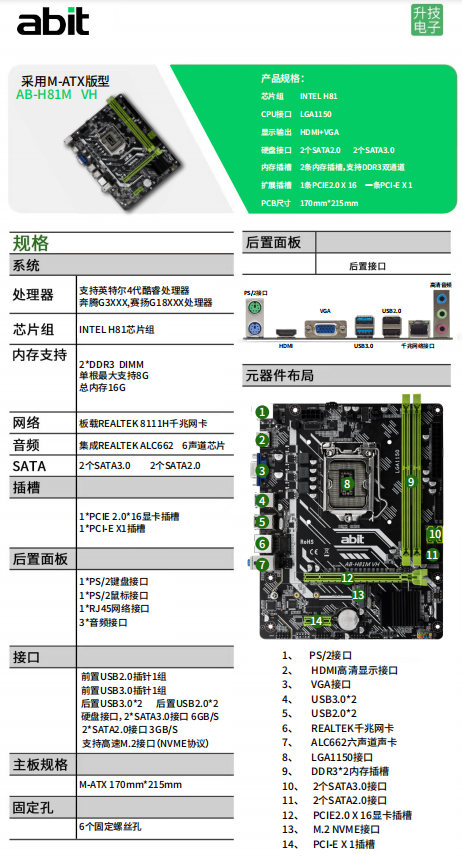 昂达升技 H61M H81M VH全新台式机主板 配XP Win7英特尔三四代CPU - 图3