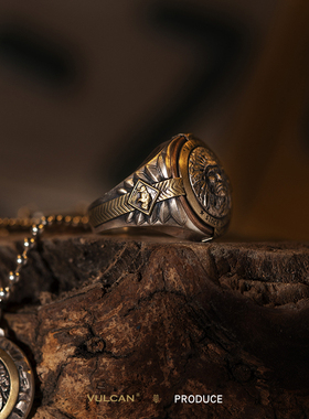 伏尔甘正品酋长印加戒指925银复古阿美咔叽欧美机车风指环男银饰