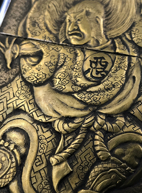 VULCAN原创纯银铜渡银手工雕刻定制个性防风打火机壳恶兵卫风格