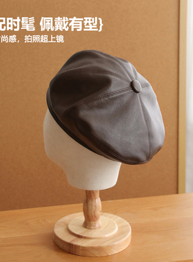 韩版pu皮高品质贝雷帽